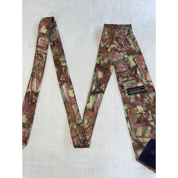 Saks Fifth Avenue Men’s Dress Tie Size 57” Multicolor Geometric Silk Business - Picture 10 of 12